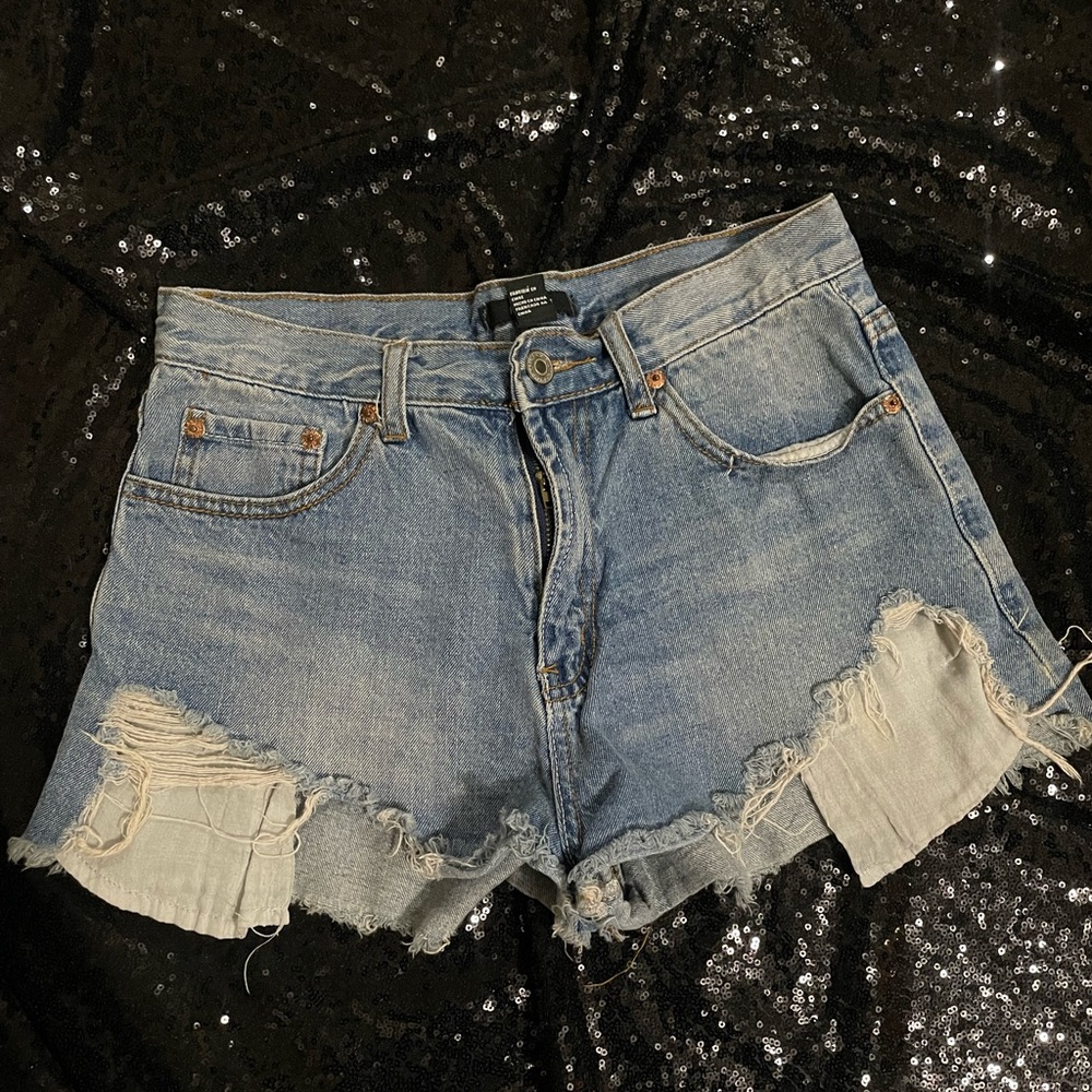 Forever 21 Distressed Denim High Rise Shorts